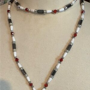 Versatile Magnetic Black and White Beaded Necklace